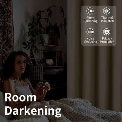 INtex CURTAINS HOUSE Blackout Curtains - Soft Peachy Texture Thermal Insulating Curtains-Silver Steel Grommets Blackout For Living Rooms And Bedrooms - Single Panel 135W X 230L CM Black