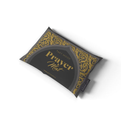 Velvet Prayer Mat in Grey and Gold, 68x117 cm, a luxurious and soft rug with an elegant design, perfect for creating a comfortable and sophisticated prayer space at home or on the go