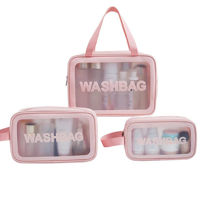 Toiletry Bag for Women Clear Travel Bags for Toiletries Portable PVC Large Clear Makeup Cosmetic Toiletry Organizer Bag Waterproof Transparent Small Clear Handbag for Women, 3PCS Pink 02, Journey