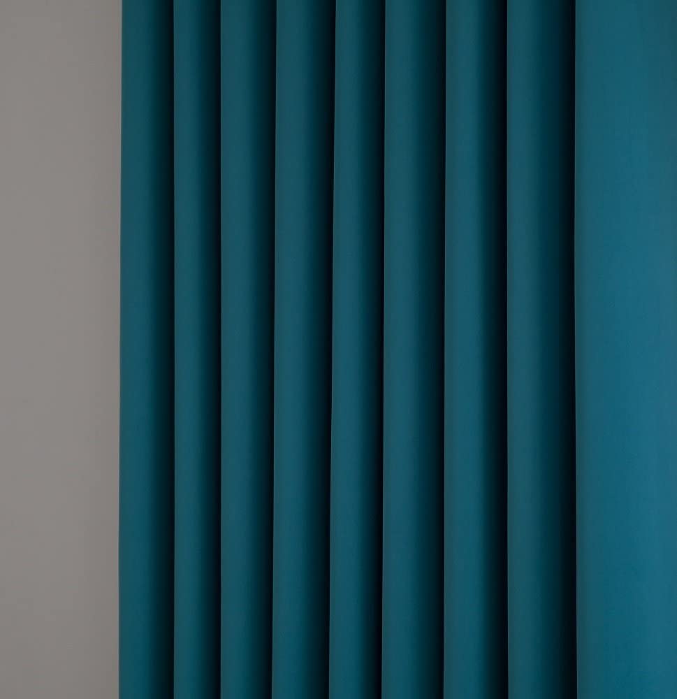 INtex CURTAINS HOUSE Blackout Curtains - Soft Peachy Texture Thermal Insulating Curtains-Silver Steel Grommets Blackout For Living Rooms And Bedrooms - Single Panel 135W X 230L CM Black