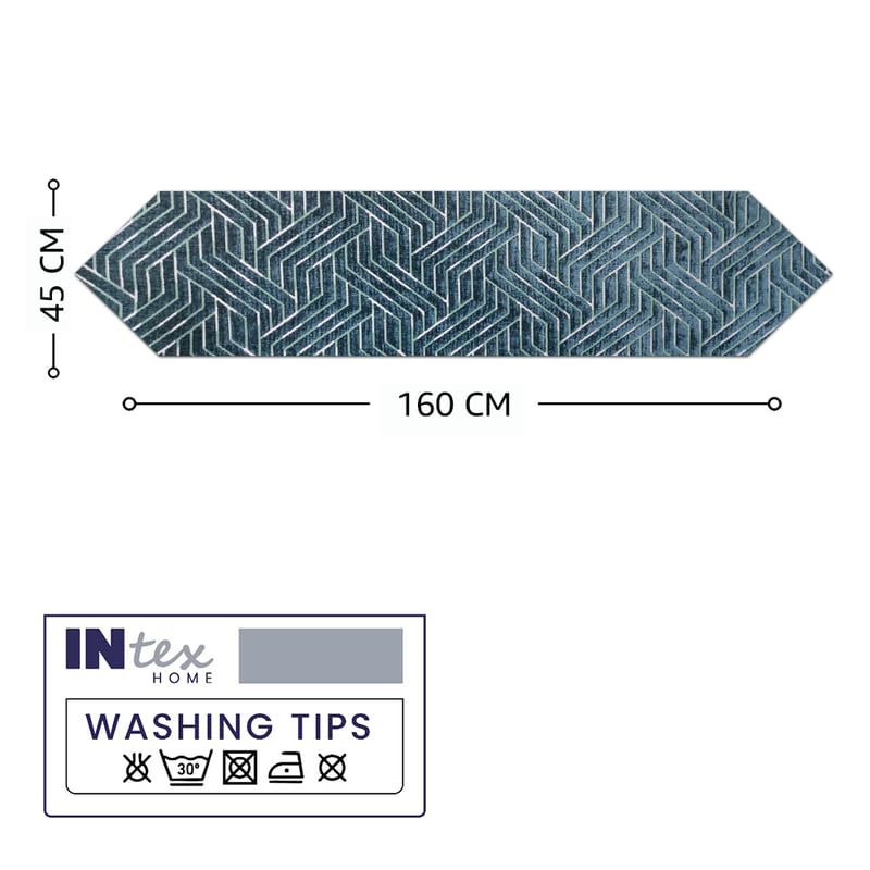 INtex Home Table Runner with V-Shaped End, Nadia’s Geometric Design in Heavy Duty Velvet Linen Fabric, Reception Living Room or Special Occasions, 1 Pc - 45 x 160 cm - Café