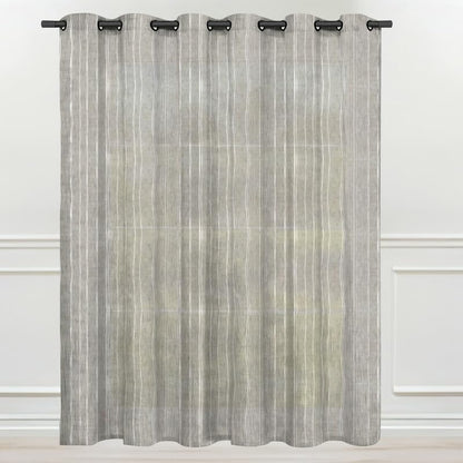 Intex CURTAINS HOUSE Natural Semi Sheer Linen Curtains for Living Room – Light Filtering Drapes with Steel Grommets and Random White Stripes, One Panel - Off-White - 200W x 230L CM