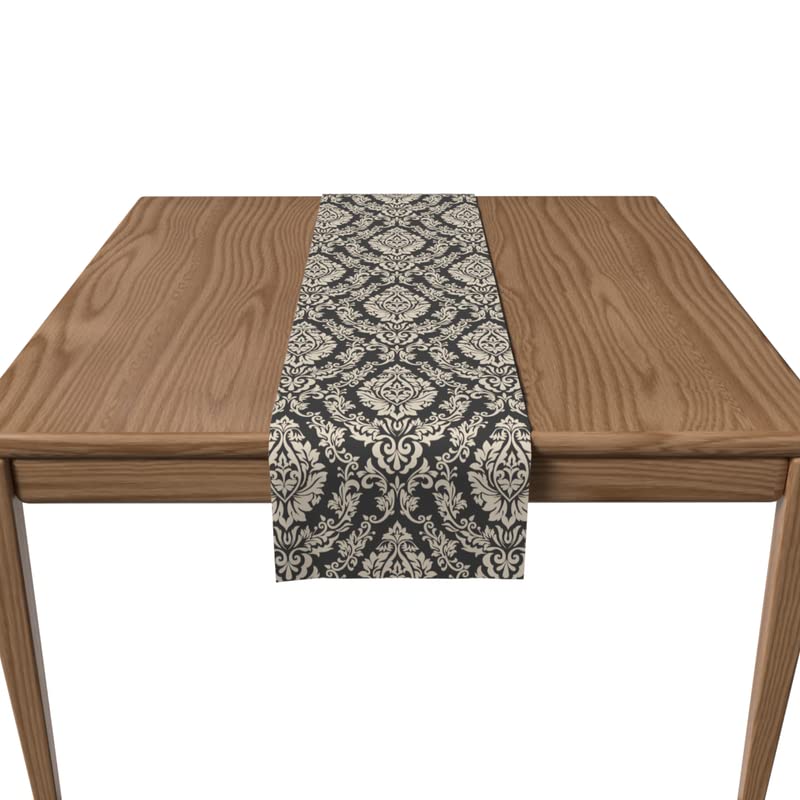 Velvet Grey Sophia Runner, a Plush Decorative Centerpiece in Grey & Off White, 35x140 cm, with an Elegant Pattern for a Chic and Sophisticated Dining Table Arrangement or Buffet