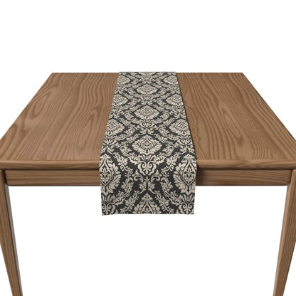 Velvet Grey Sophia Runner, a Plush Decorative Centerpiece in Grey & Off White, 35x140 cm, with an Elegant Pattern for a Chic and Sophisticated Dining Table Arrangement or Buffet