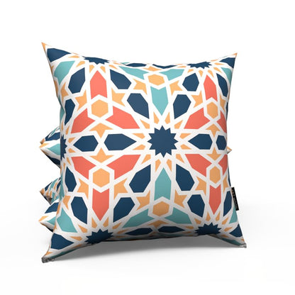 Arabesque Velvet Cushion Cover in White & Beige, a 40x40 cm decorative throw pillow with a classic Islamic pattern, brings timeless elegance to your Ramadan and festive home decor