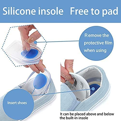 yuangao Soft Silicone Increase Heel height Protection with All-Day Shock Absorption to Relieve and Prevent Heel Pain, Support Pad Cup Gel Shock Cushion Orthotic Insole (L (length:11cm*width:5.5cm))