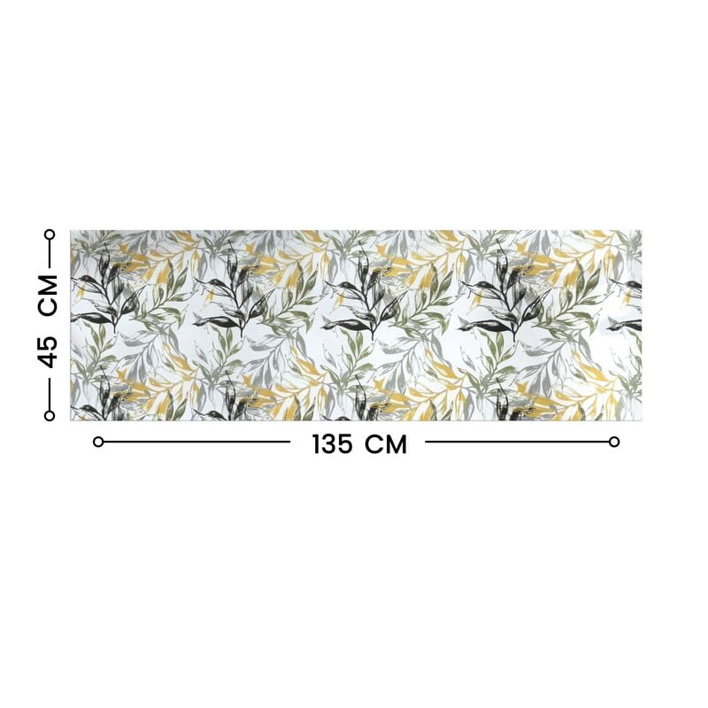 INtex HOME Linen Velvet Table Runner, 45 x 130 cm, Modern Leaves Design, Elegant Rectangular Tablecloth for Dining, Living Room and Kitchen, Soft, Durable - Café x Brown - Single Piece