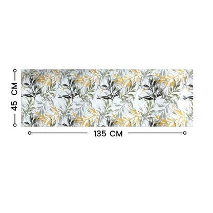 INtex HOME Linen Velvet Table Runner, 45 x 130 cm, Modern Leaves Design, Elegant Rectangular Tablecloth for Dining, Living Room and Kitchen, Soft, Durable - Café x Brown - Single Piece