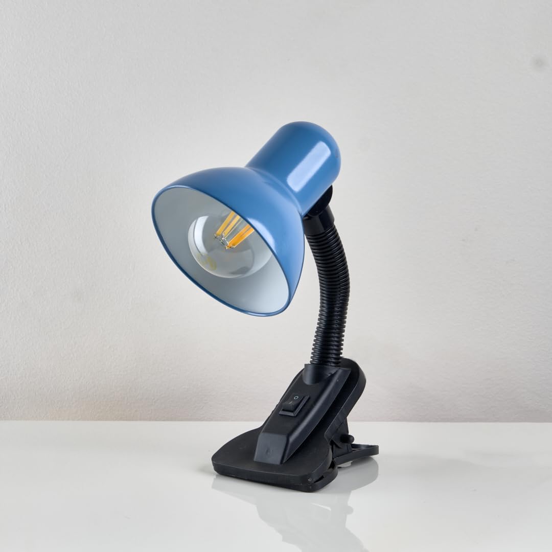 Desk Lamp with Clips - Addressable LED Light - Flexible Arm - Elegant Color - Suitable for Study, Reading, Work (Baby Blue)