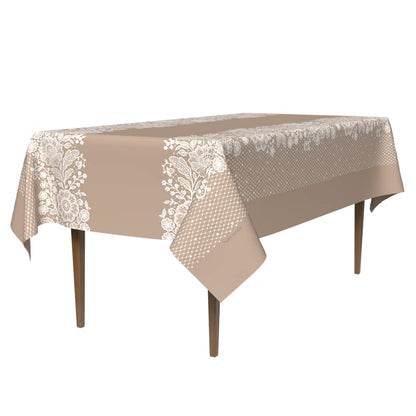 Slate Waterproof Tablecloth in Beige & White, a 140x300 cm Rectangular Table Cover of Modern Spillproof Polyester, a Chic Stain-Resistant Protector for Large Contemporary Tables
