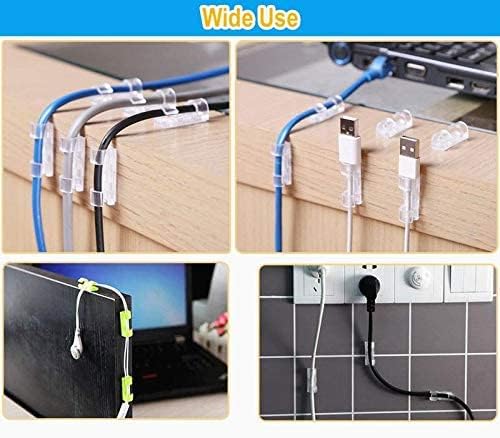 Self-Adhesive Cable Clips Desk Cable Organizer Cord Management Wire Holder for Car Home Office 20pcs
