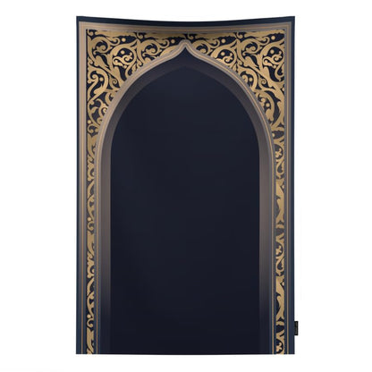 Al-Hedaya Waterproof Prayer Mat, a Durable Rug in Blue & Gold from Wipeable Material, 68x117 cm, for Comfortable Prayer, a Stylish Salah Mat for Outdoor, Indoor, and Travel Use