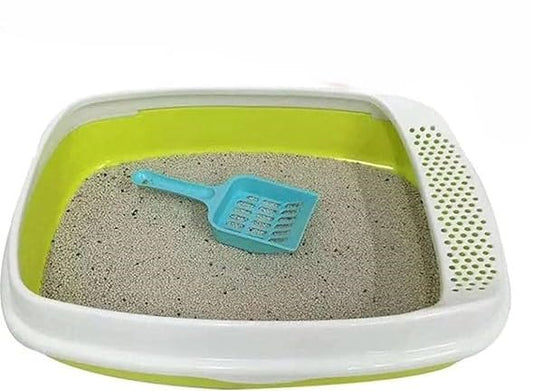 Cat Sand Basin for Cats and Dogs, Multi-Colour, Removable Sides, Easy Cleaning, 18 x 14 Inches for Indoor and Outdoor Use