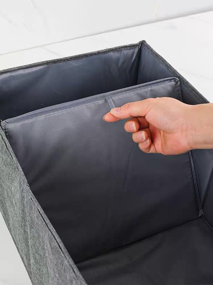 Clothes Storage Box, Positive Artifact Layer Basket, Divided Fabric, Foldable Large Capacity Storage Box - Grey