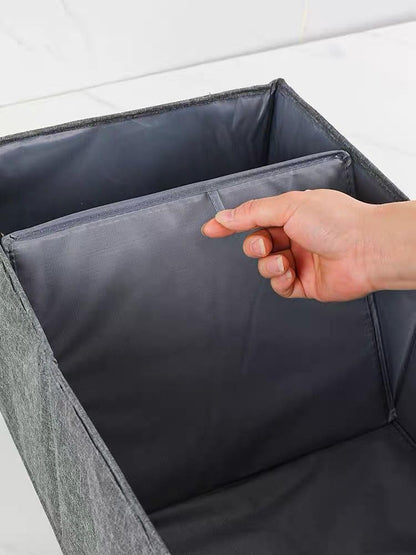 Clothes Storage Box, Positive Artifact Layer Basket, Divided Fabric, Foldable Large Capacity Storage Box - Grey