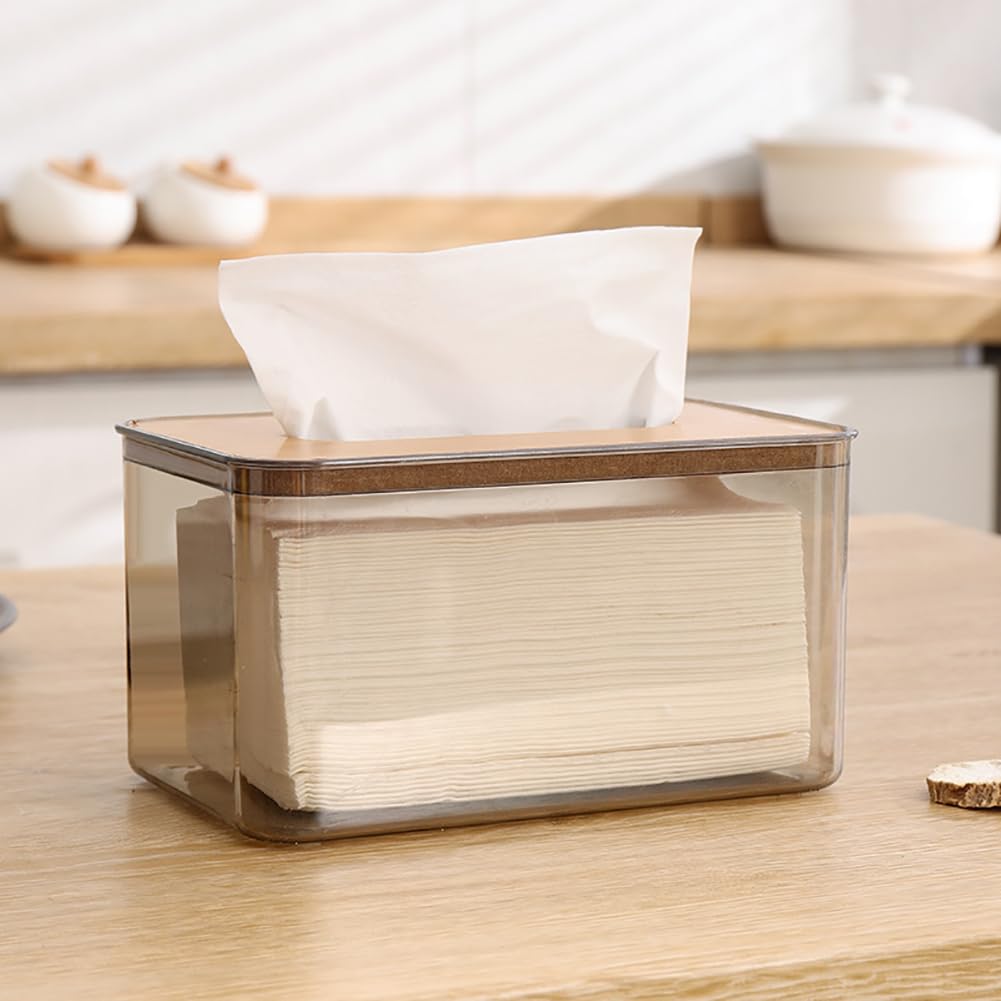 GSHLLO Clear Acrylic Tissue Box Dryer Sheet Dispenser Rectangle Tissue Holder Cover Countertop Napkin Organizer Bathroom Facial Napkin Case for Office Room