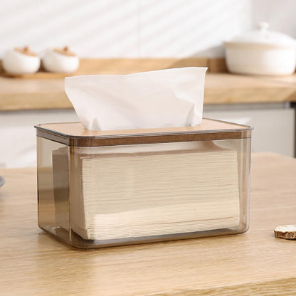 GSHLLO Clear Acrylic Tissue Box Dryer Sheet Dispenser Rectangle Tissue Holder Cover Countertop Napkin Organizer Bathroom Facial Napkin Case for Office Room