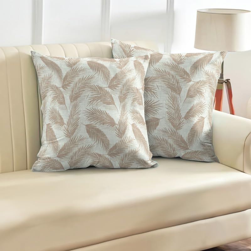 INTEX HOME Linen Velvet Cushion Set, Bella Leaf Pattern, Premium Soft Fabric, 40×40 cm, Turquoise, Elegant Living and Dining Room Decor, Comfortable and Durable Accent Pillows, 2 Pieces