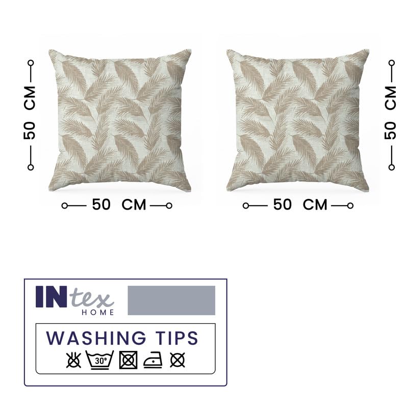 INTEX HOME Linen Velvet Cushion Set, Bella Leaf Pattern, Premium Soft Fabric, 40×40 cm, Turquoise, Elegant Living and Dining Room Decor, Comfortable and Durable Accent Pillows, 2 Pieces