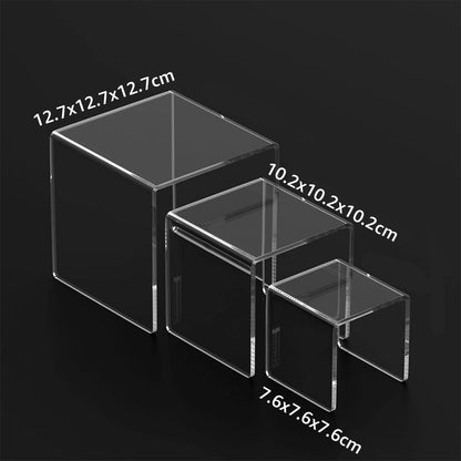 2 Sets of Clear Acrylic Display Risers, 3-Tier Stand Showcases for Dessert Tables, Jewelry Displays, Collectibles, Retail Counters, Sturdy Transparent Presentation, Clear