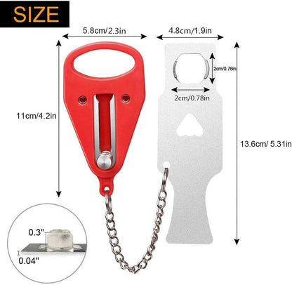 AGREON Portable Door Lock, Hotel/Motel, Home, Apartment, School/Dormitory, Travel, Rental Properties, Red, Key Lock