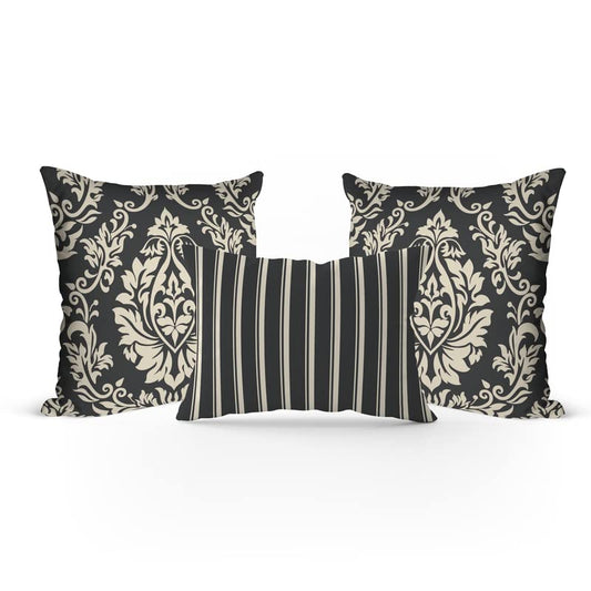 Velvet Grey Sophia Set Cushion Cover in Blue & Off-White, a chic decorative pillow with a sophisticated pattern, 40x40 cm, blending plush velvet with a modern and elegant color palette
