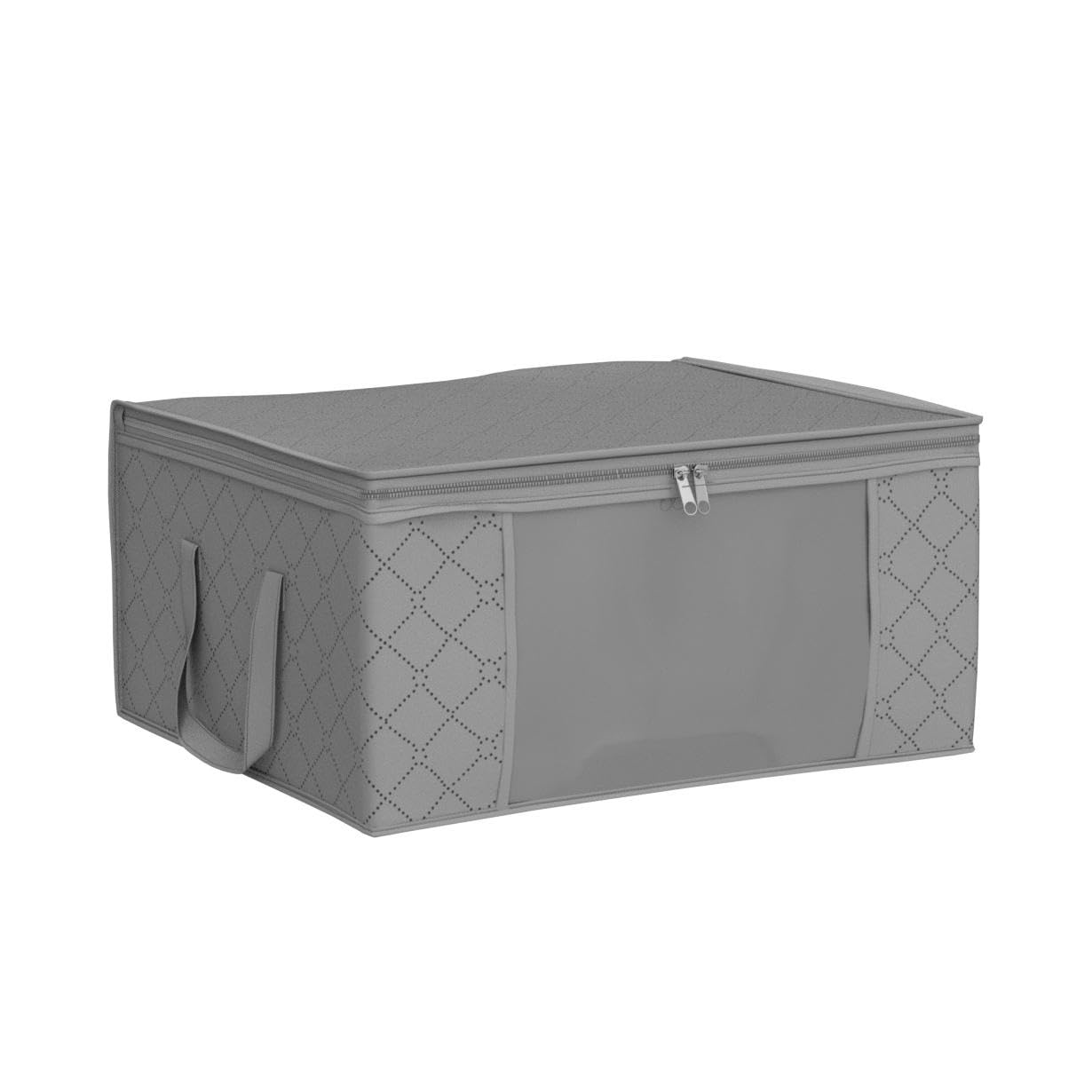 LSNDEE Clothes Storage Boxes Foldable, Fabric Storage Box, Under the Bed Storage Bags with Zips, Waterproof Thick Non-woven closet Organizers, Used For Duvet Clothing, 48 x 35 x 20 cm, 3 Pack (Grey)