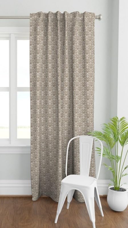 INtex Home Linen Curtain Panel, Meadow Breeze Printed Light-Filtering Fabric with Back Tab Hanging, Elegant Rustic Style for Living Bedroom or Dining Room, 1 Pc - 135 x 230 - Petrol Blue