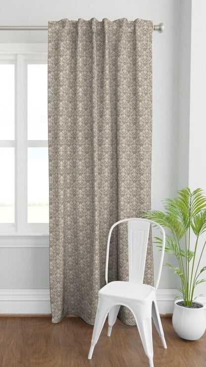 INtex Home Linen Curtain Panel, Meadow Breeze Printed Light-Filtering Fabric with Back Tab Hanging, Elegant Rustic Style for Living Bedroom or Dining Room, 1 Pc - 135 x 230 - Petrol Blue