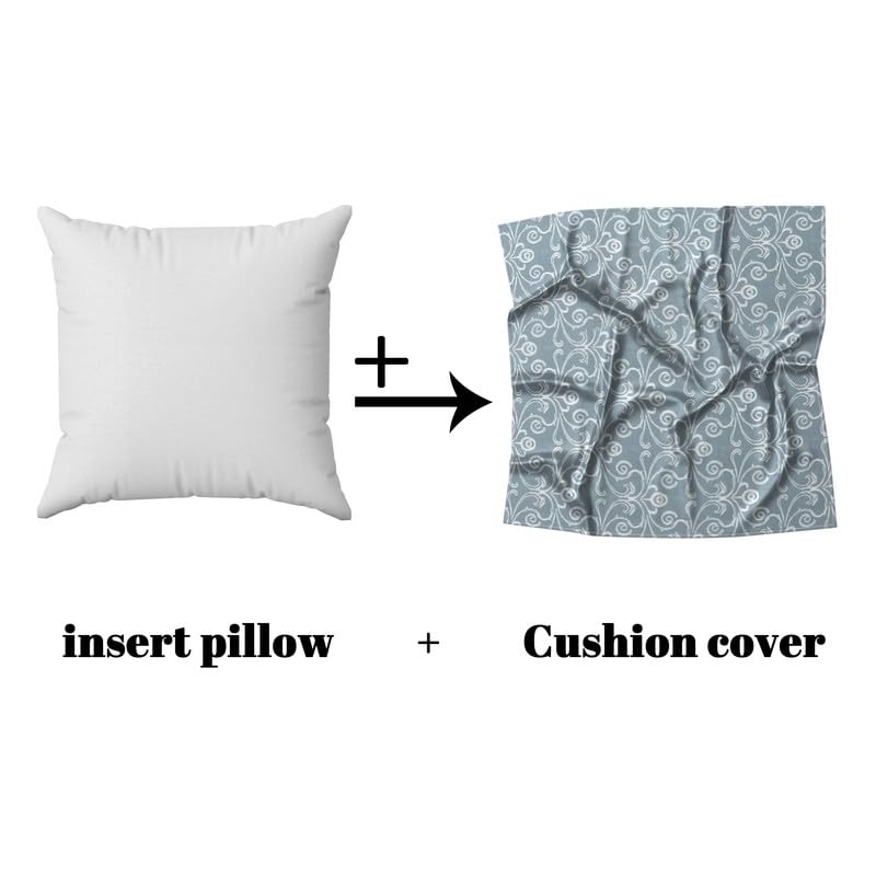 INtex Home Linen Throw Cushions with Insert Included, Meadow Breeze Printed Cushion Cover, Soft Durable Fabric for Living Room Bedroom or Sofa, Elegant Home Accent Cushions, 40 x 40 cm - Petrol Blue