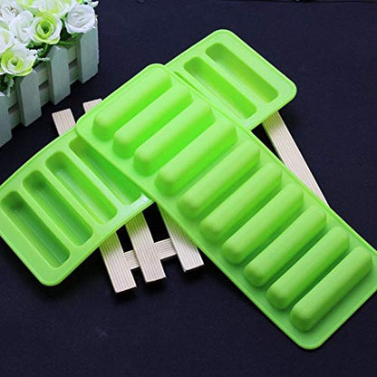 10 Grids Cylinder Silicone Ice Cube Tray Green Jelly Chocolate Cookie Mold