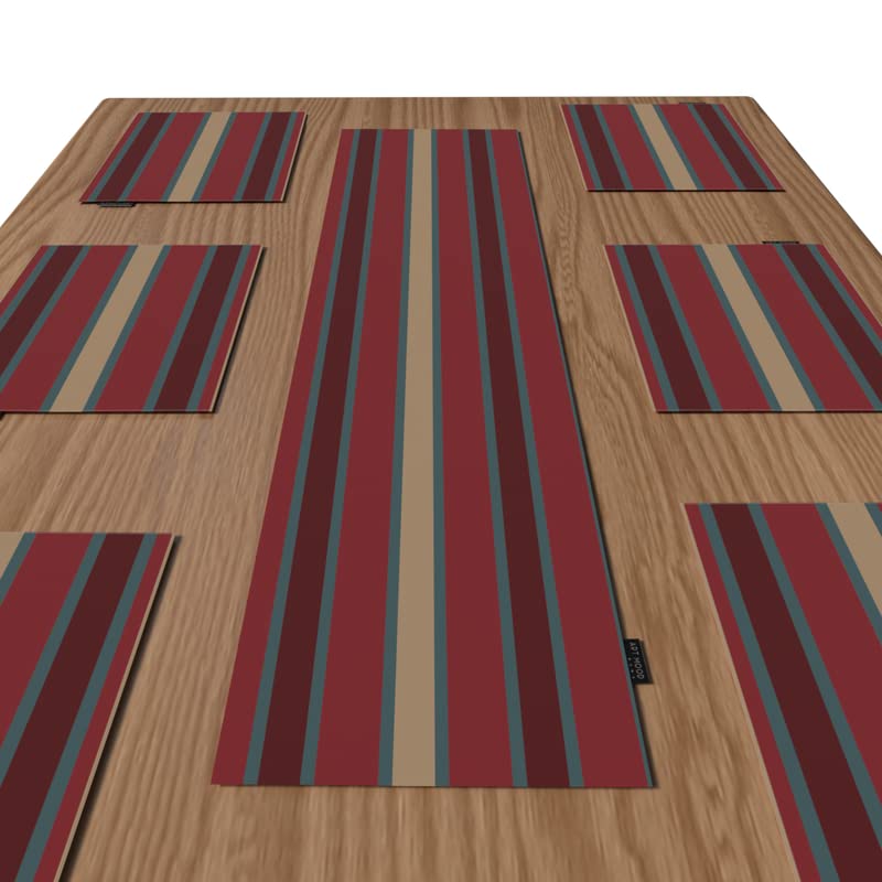 مجموعة مفارش طاولة قماشية من لونجو مكونة من 6 قطع، مفارش طاولة فنية متعددة الألوان، كل منها 45 × 30 سم، متينة وقابلة للغسل بتصميم تجريدي عصري لحماية طاولتك بأسلوب معاصر.