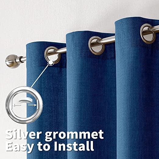 INtex CURTAINS Natural Linen Curtains -Semi Transparent Sheer -Soft And Durable Fabric -For Living Rooms And Bedroom Steel Grommets -Two Pieces 145W x 180L CM Light Grey