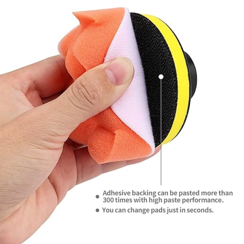 Foam Polisher Flat Sponge Buffing Polishing Pad Kit With M10 Drill Adapter For Compounding/Cleaning/Polishing Set Of 11 Pieces - Multi Color