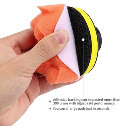 Foam Polisher Flat Sponge Buffing Polishing Pad Kit With M10 Drill Adapter For Compounding/Cleaning/Polishing Set Of 11 Pieces - Multi Color