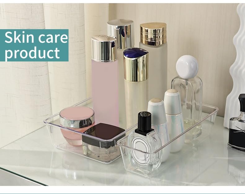 LUMOZA 25 PCs Clear Drawer Organizer Tray Set 4 Sizes of Makeup Drawer Organize Acrylic Organizer Bins for Jewelry Kitchen Gadgets and Office Supplies