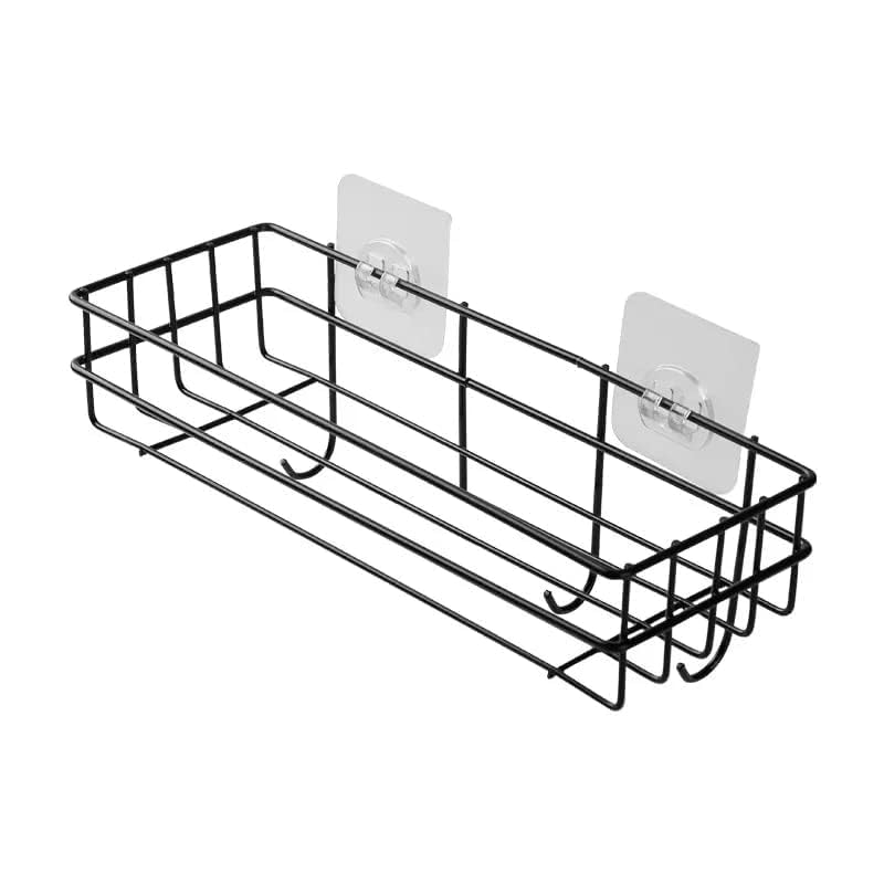BR BLUEROCKS - BECAUSE QUALITY MATTERS Bathroom Rack Bathroom Shelves Kitchen Storage – Self Adhesive Bathroom Shelf and Shampoo Holder with 4 Hook Adhesive Shower Caddy Metal Shelf (Pack of 2)