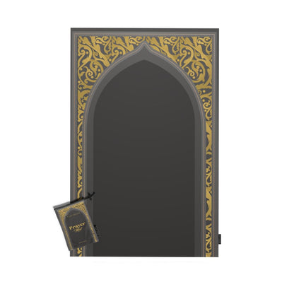 Waterproof Prayer Mat in Grey and Gold, 68x117 cm, a durable and practical rug with a stylish design, easy to clean and perfect for travel, outdoor use, or daily prayers anywhere