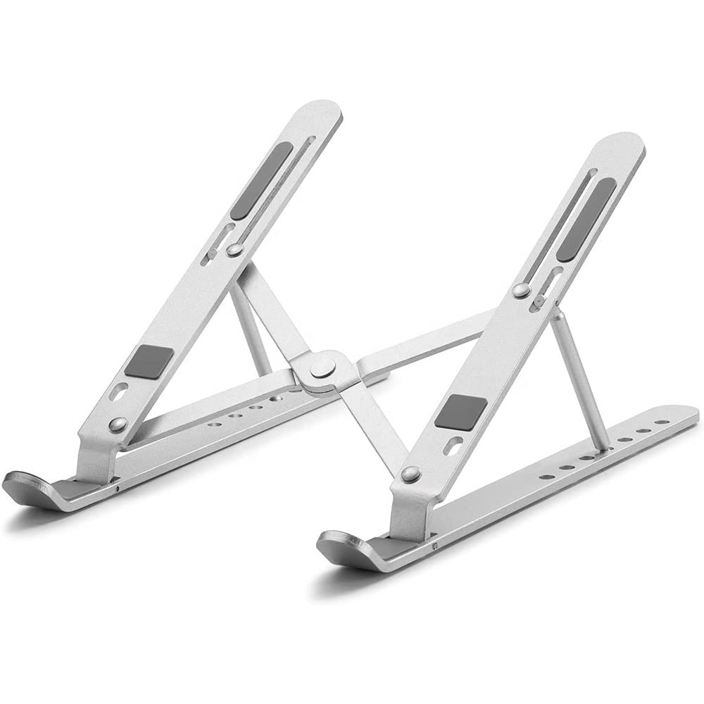 iCare® Aluminum Laptop Stand Adjustable Laptop Holder for Desk Foldable Computer Stand 7 Angles Anti-Slip Portable Riser for MacBook Air Thinkpad Tablet and iPad