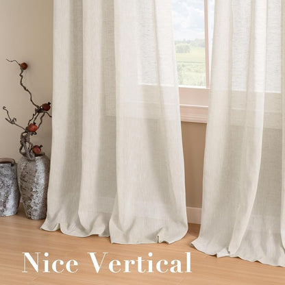 INtex CURTAINS House Semi-Transparent Linen Sheer Curtain, Lightweight Fabric with Steel Grommets, Elegant One Piece Window Panel for Living Room or Home Décor - 400 W x 270 L - Café