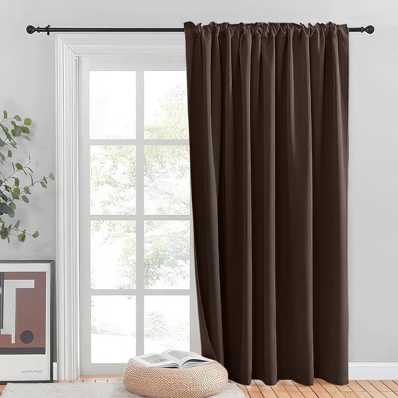 INtex CURTAINS HOUSE Blackout Blinds for Sliding Doors – Thermal Insulated Wide Curtains, Room Darkening, Blind Glass Doors, Two Hanging Options, Modern Design - Cappuccino 150 W x 230 L