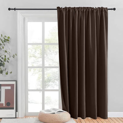 INtex CURTAINS HOUSE Blackout Blinds for Sliding Doors – Thermal Insulated Wide Curtains, Room Darkening, Blind Glass Doors, Two Hanging Options, Modern Design - Cappuccino 150 W x 230 L