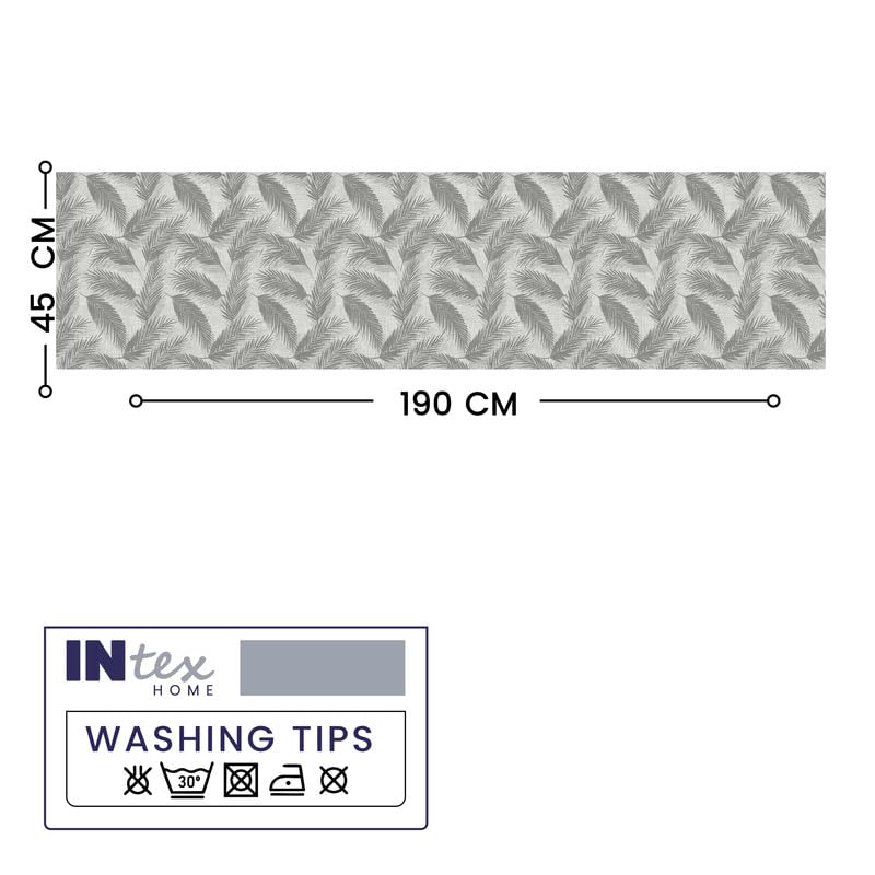 INTEX HOME Linen Velvet Table Runner, Bella Leaf Pattern, Premium Soft Fabric, 45W×135L CM, Turquoise, Elegant Dining and Living Room Decor, Luxurious Protection for Daily Use and Special Occasions