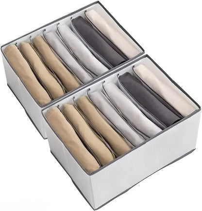 Wardrobe Organizer – 7 Grids Clothing Storage with Handle – 6 Pieces - Durable Nylon Fabric Organizer for Closet, Drawer, and Bedroom – Clothes Storage Solution for Jeans, Shirts, Sweaters
