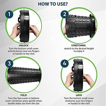 DE LUJO D-LOGO Portable Folding Retractable Plastic Travel Stool with Exquisite Design and Shrinkable for Camping, Fishing, Gardening - Black