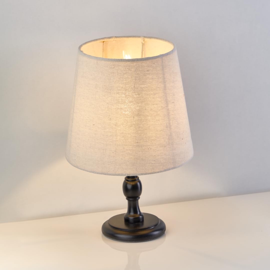 نجفة شوب أباجورة دانا, إضاءة ديكور أنيقة من خشب الزان وقماش كتاني من اجود الخامات – مناسبة لغرف النوم والمعيشة موديلTB64-BK-WH