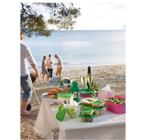 Pruta Food Container (Transparent, Green) - Set of 17