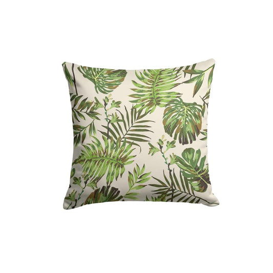 Velvet Troleaf Cushion Cover, a plush multicolor decorative pillow with a vibrant tropical leaf design, 40x40 cm, combines a luxurious feel with a bold, naturalistic statement for your sofa