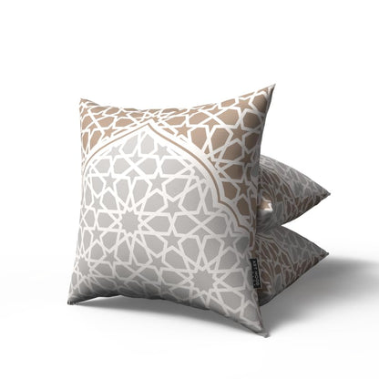 Ramadan's Unique Morish Cushion Cover in plush velvet, White & Beige, 40x40 cm, a decorative pillow with an elegant pattern perfect for celebrating the season or for year-round style