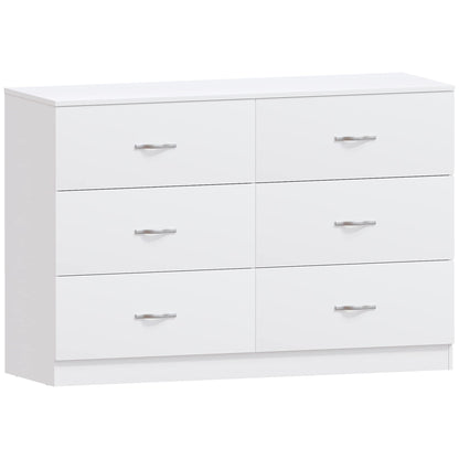 Wide Chest of 6 Drawers, Durable Manufactured Wood Bedroom Storage Unit with Smooth Sliding Drawers and Ample Space, Elegant Furniture in a Clean White Finish for Any Room